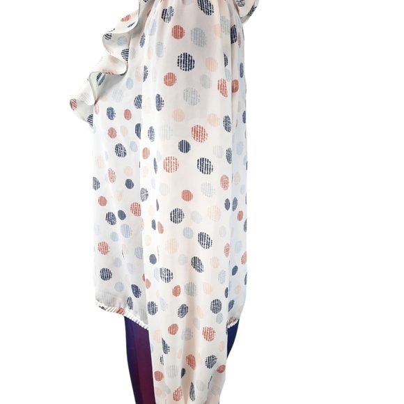 June & Hudson V-neck Ruffle Peasant Blouse Geometric Size Medium Women's - Picture 3 of 8